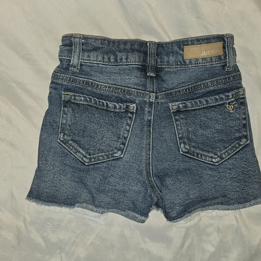 Justice Girl's Blue Distressed Denim Sequin Shorts Size 7